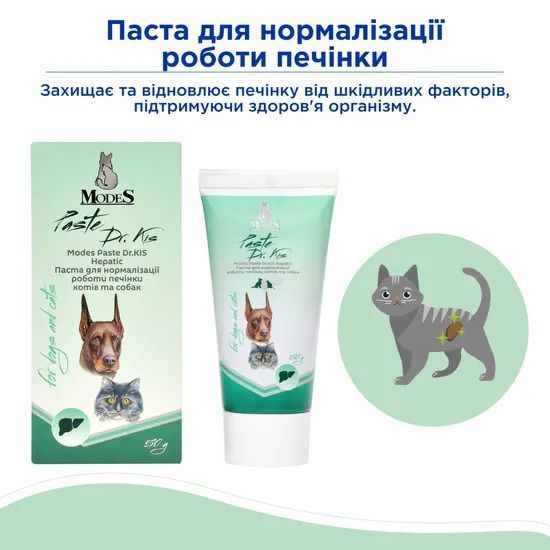 Паста Др. КІС Гепатік (Paste Dr.KIS Hepatic) для нормалізації роботи печінки собак та котів 50 г, MODES ЗС000260 фото