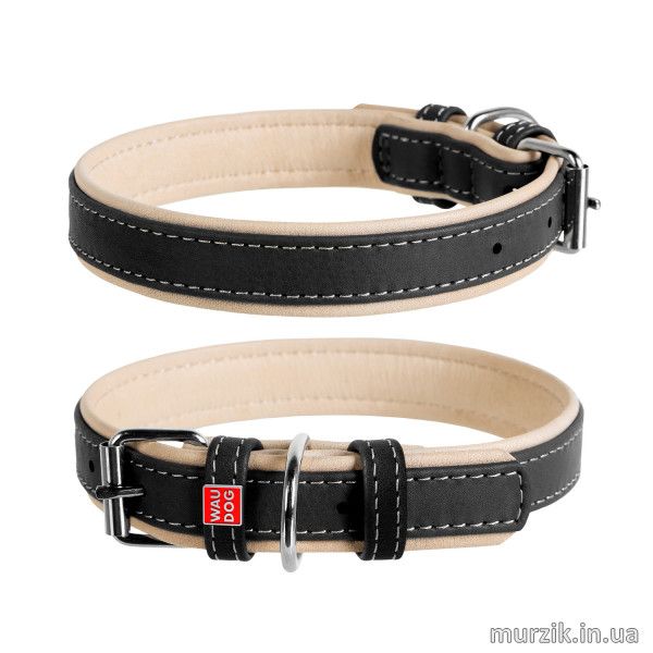 Ошейник для собак, CoLLaR WAUDOG SOFT, кожа, 27-36 см / 15 мм, черный 41453834 фото