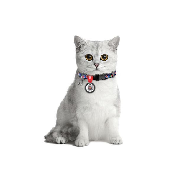 Нашийник для котів нейлоновий WAUCAT Nylon з QR паспортом, малюнок "Інжир", пластиковий фастекс, XS, Ш 10 мм, Дов 20-30 см 279-4053 фото