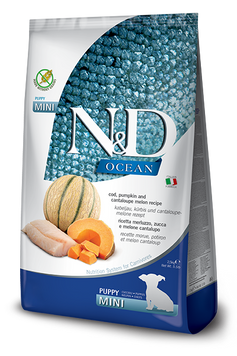 Сухой корм для собак Farmina N&D Grain Free Ocean Cod, Pumpkin & Cantaloupe Melon, с треской и дыней, для щенков мелких пород, 2,5 кг 173413 фото