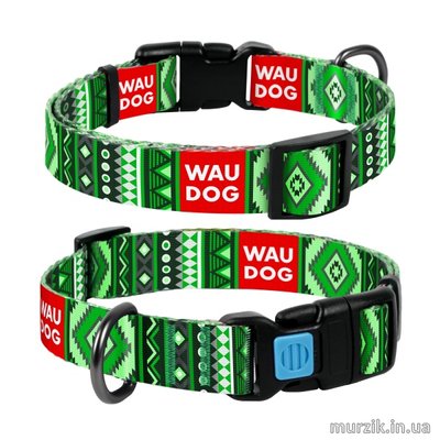 Ошейник для собак Collar WAUDOG Nylon, "Этно зеленый", нейлон, 31-49 см / 25 мм 41456963 фото