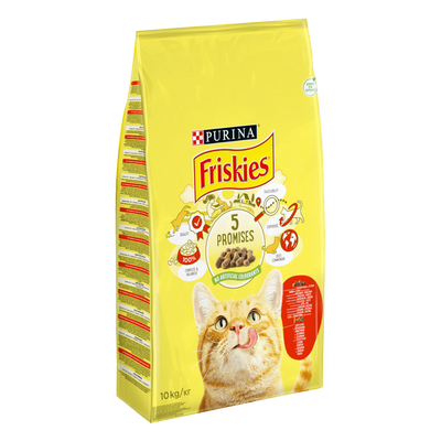 Сухий повнораціонний корм Friskies® (Фрискис) для дорослих котів з яловичиною, куркою та овочами, 10 кг 32582942 фото