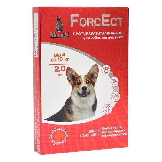ФорсЕкт (ForcEct) протипаразитарні краплі для собак та цуценят 4-10 кг, 2,0 мл, MODES (від бліх, від кліщів) ЗС000311 фото