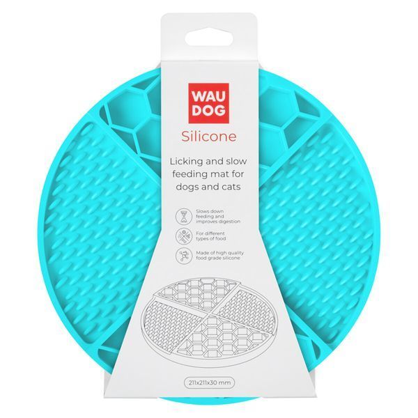 Коврик для слизывания и медленного кормления WAUDOG Silicone, 211х211х30 мм, голубой 235011 фото
