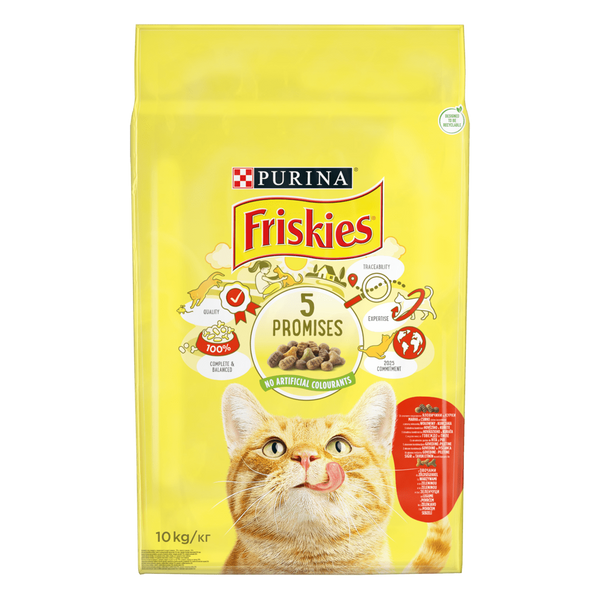 Сухий повнораціонний корм Friskies&reg; (Фрискис) для дорослих котів з яловичиною, куркою та овочами, 10 кг 32582942 фото