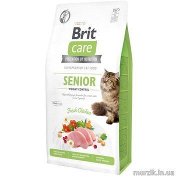 Сухий корм Brit Care Cat GF Senior Weight Control для котів похилого віку з надмірною вагою, курка, 2 кг 171314 фото