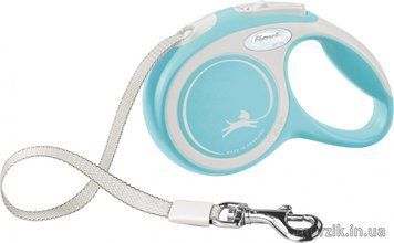 Поводок-рулетка Flexi New COMFORT S, 5м / 15кг, лента, голубой FL 043516 фото