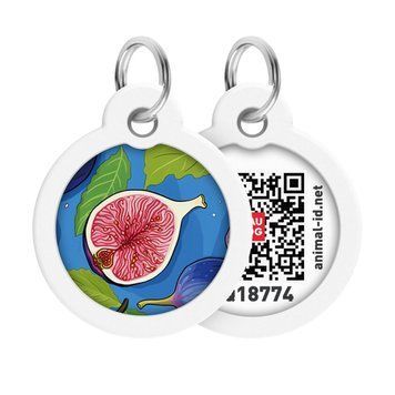 Адресник для собак и котов металлический WAUDOG Smart ID c QR паспортом, рисунок "Инжир", круг, Д 30 мм 230-4053 фото