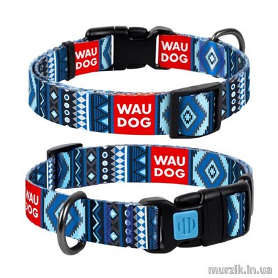 Ошейник для собак Collar WAUDOG Nylon, "Этно синий", нейлон, 35-58 см / 25 мм 41456965 фото
