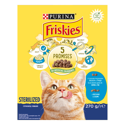 Сухий повнораціонний корм Friskies® Sterilized (Фріскіс Стерилайзд) для стерилізованих кішок/кастрованих котів, злососем, тунцем та овочами, 10 кг 32582950 фото