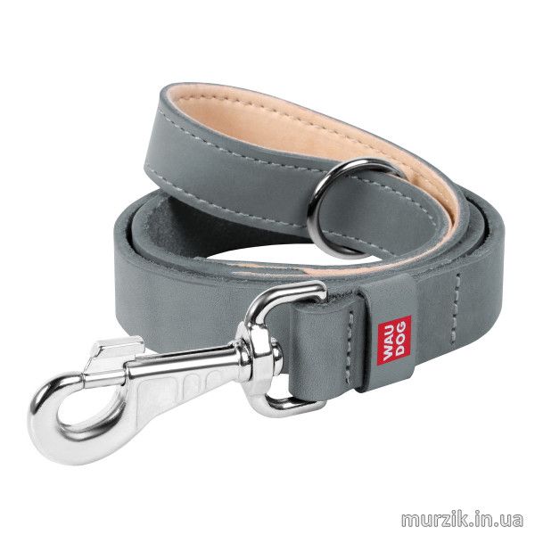 Поводок для собак Collar WAUDOG Classic, натуральная кожа, 122 см / 25 мм, серый 41456666 фото