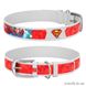 Ошейник для собак Collar WAU DOG Design DC Comics с рисунком "Супермен1", 30-39 см/20 мм, натуральная кожа, белый 41498622 фото 1