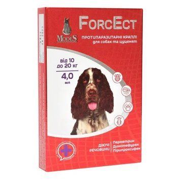 ФорсЕкт (ForcEct) протипаразитарні краплі для собак та цуценят 10-20 кг, 4,0 мл, MODES (від бліх, від кліщів) ЗС000312 фото