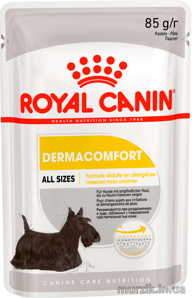 Влажный корм Royal Canin (Роял Канин) DERMACOMFORT POUCH LOAF (Дермакомфорт) паштет, 85 г (упаковка 12 шт) 32601935 фото