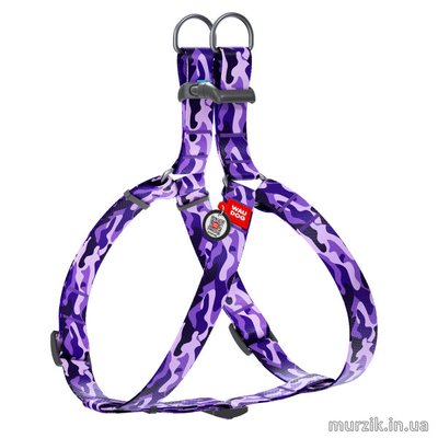Шлея для собак Collar WAUDOG Nylon с рисунком "Фиолетовый камо", нейлон, 28-40 см 42075238 фото