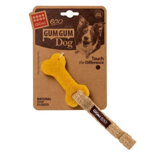 Іграшка для собак Маленька кістка GiGwi Gum Gum, екогума, джут, 9 см 75009 фото