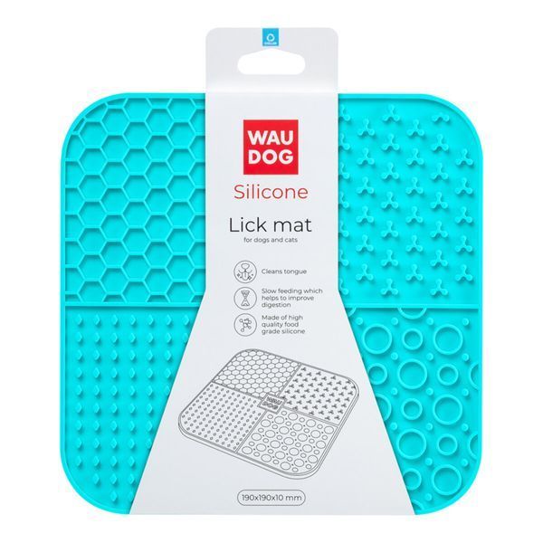 Коврик для слизывания WAUDOG Silicone, 190х190х10 мм, голубой 23527 фото