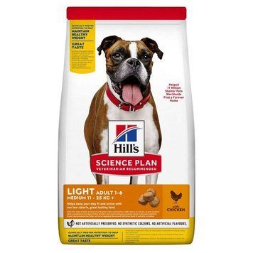 Hill&rsquo;s SCIENCE PLAN Adult Light Medium Breed Сухой корм для склонных к избыточному весу взрослых собак средних пород, с курицей, 14 кг 604359 фото
