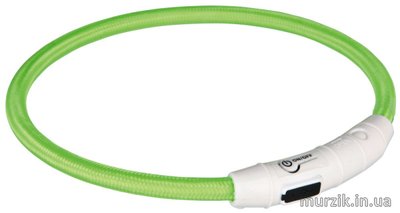 Ошейник светящийся с USB зеленый M-L 45 cм/7 мм 8563429 фото