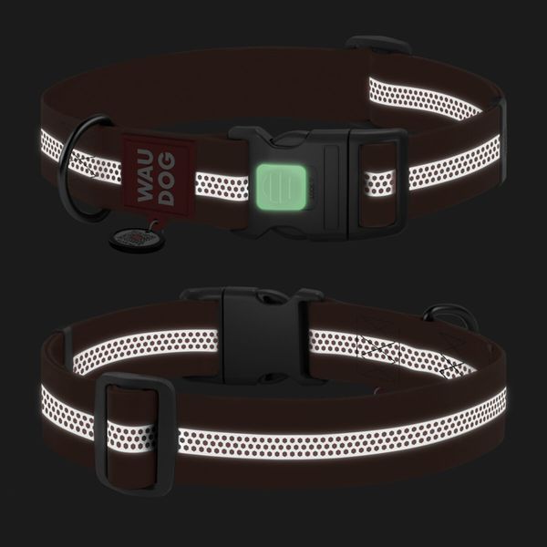 Нашийник для собак водостійкий WAUDOG Waterproof з QR паспортом, світловідбивний, пластиковий фастекс, XXL, Ш 40 мм, Дов 46-70 см, помаранчевий 251011 фото
