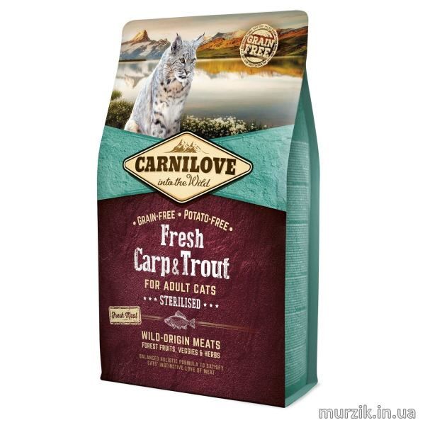 Сухой корм Carnilove Fresh Carp & Trout для стерилизованных кошек, рыба, 6 кг 170878 фото