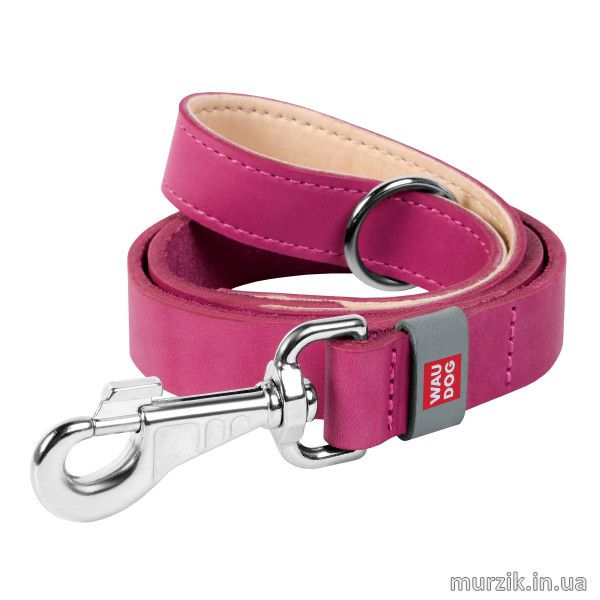 Поводок для собак Collar WAUDOG Classic, натуральная кожа, 122 см / 25 мм, розовый 41456668 фото