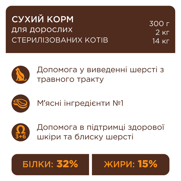 Сухий корм для дорослих котів та котів "Клуб 4 Лапи" Premium Sterilised для кастрованих котів та стерилізованих котів 14 кг 9183352 фото