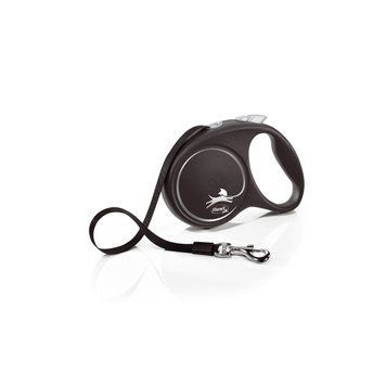 Повідець-рулетка Flexi для собак Black Design стрічка чорна розмір M 5 м/25 кг FL 034002 фото
