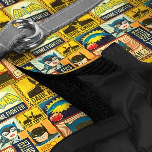 Шлея для собак м'яка WAUDOG Clothes з QR паспортом, малюнок "Бетмен вінтаж", XS1, В 24-27 см, С 18-20 см 1012-4004 фото