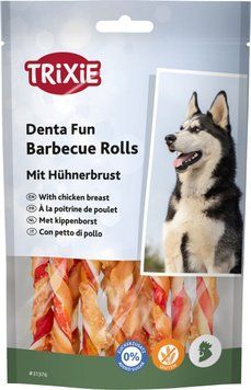 Ласощі Trixie Denta Fun Chewing Rolls для собак Паличка для чищення зубів з куркою 12 см 80 г 10 шт 31376 фото