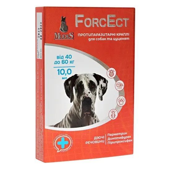 ФорсЕкт (ForcEct) протипаразитарні краплі для собак та цуценят 40-60 кг, 10,0 мл, MODES (від бліх, від кліщів) ЗС000315 фото
