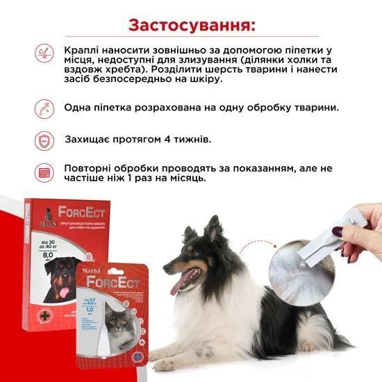 ФорсЕкт (ForcEct) протипаразитарні краплі для собак та цуценят 40-60 кг, 10,0 мл, MODES (від бліх, від кліщів) ЗС000315 фото