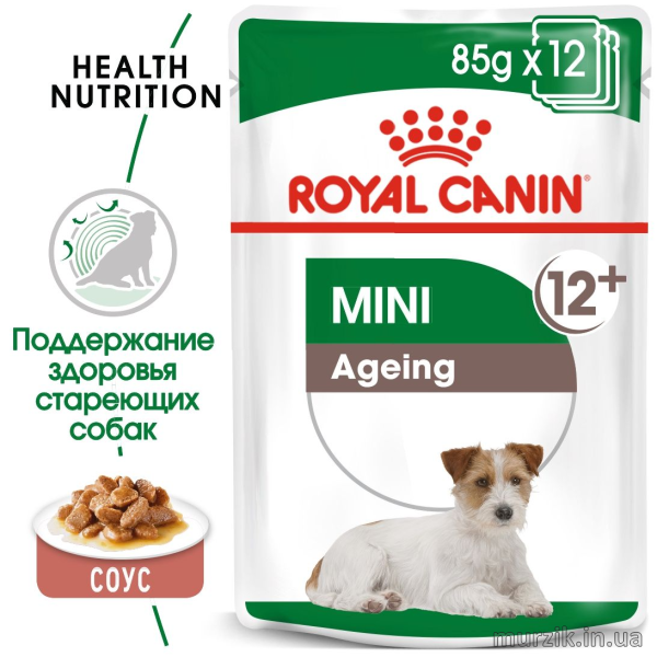 Вологий корм Royal Canin (Роял Канін) Mini Ageing 12+, в соусі, для собак дрібних порід старше 12 років, 85 г (12 шт) 42401296 фото