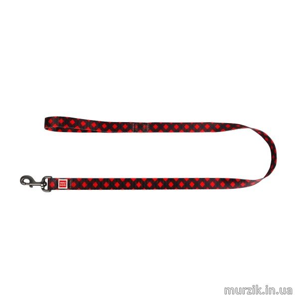 Поводок для собак Collar WAUDOG Nylon с рисунком "Шотландка красная", нейлон, 122 см / 15 мм 41456903 фото