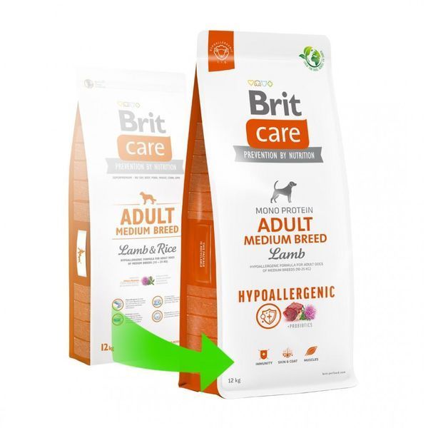 Сухий корм Brit Care Dog Hypoallergenic Adult Medium Breed для собак середніх порід, гіпоалергенний з ягням, 12 кг 172216 фото