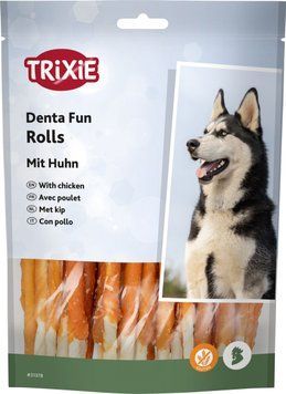 Ласощі Trixie Denta Fun Chewing Rolls для собак Паличка для чищення зубів з куркою 12 см 240 г 30 шт 31378 фото