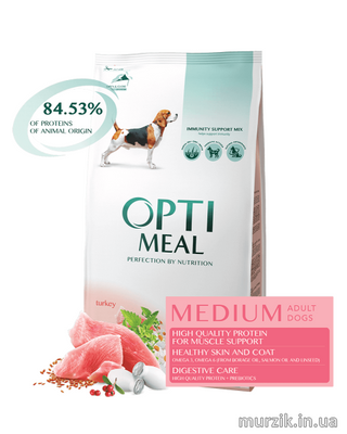 Сухой корм для собак средних пород Optimeal (Оптимил) с индейкой 12 кг. 42401652 фото