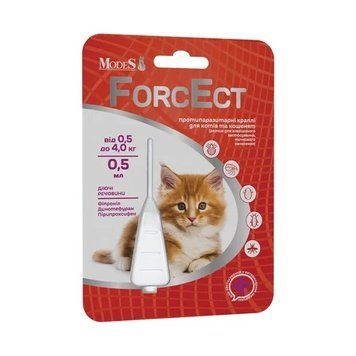 ФорсЭкт (ForcEct) противопаразитарные капли для кошек и котят 0,5-4,0 кг, 0,5 мл, MODES ЗС000384 фото