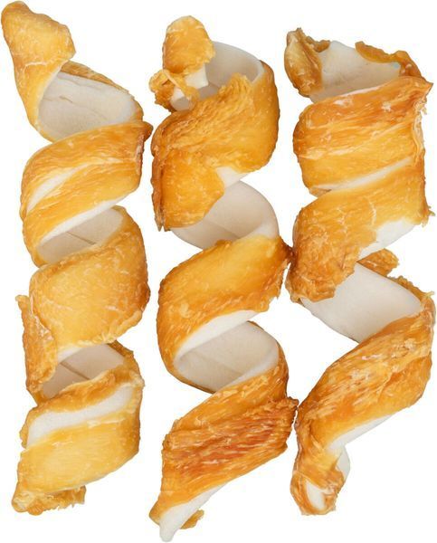 Лакомство Trixie Denta Fun Chicken Chewing Curls для собак Палочки для чистки зубов сыромятная кожа с курицей 15 см 110 г 3 шт 31473 фото