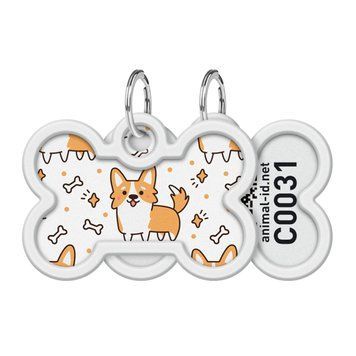 Адресник для собак и котов металлический WAUDOG Smart ID c QR паспортом, рисунок "Корги", кость, Д 40 мм, Ш 28 мм 0640-0212 фото