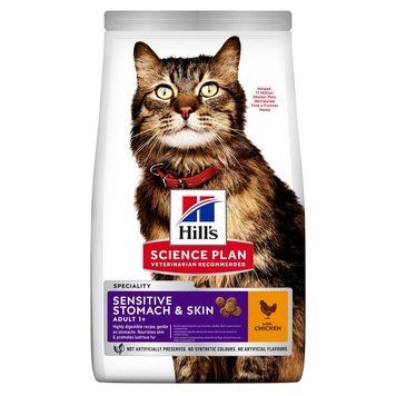 Cухий корм Hill&rsquo;s SCIENCE PLAN Adult Sensitive Stomach&Skin для котів із чутливим травленням та шкірою, з куркою, 1,5 кг 604072 фото