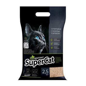 Растительный наполнитель SuperCat Биобентонит комкующийся для кошачьих туалетов 2,5 кг 3533 фото
