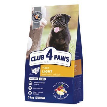 Сухой корм "Клуб 4 Лапы" CLUB 4 PAWS Adult Small Breeds Light - сухой корм с индейкой для взрослых собак малых пород подвержен ожирению (контроль веса) 5 кг B4571201 фото