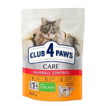 Сухой корм для взрослых кошек "Клуб 4 Лапы" Premium Hairball Control с эффектом выведения шерсти, 0,3 кг B4610111 фото