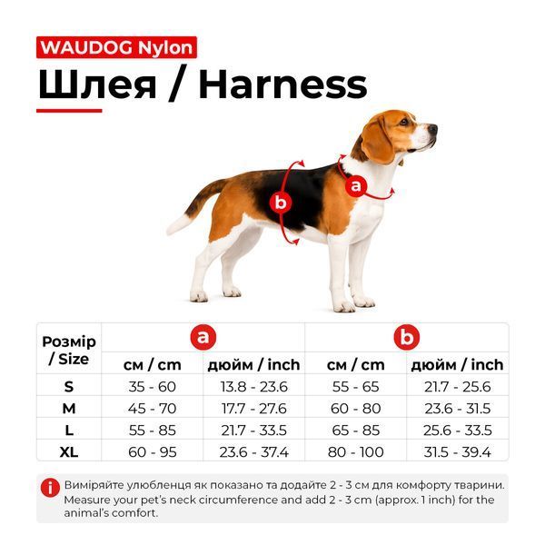 Шлея для собак безопасная WAUDOG Nylon c QR паспортом, металлическая пряжка-фастекс, S, Ш 20 мм, А 35-60 см, В 55-65 см голубой 52519 фото