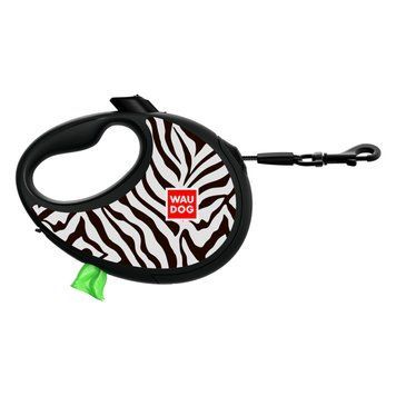 Повідець-рулетка для собак WAUDOG R-leash з контейнером для пакетів, малюнок "Зебра", світловідбивна стрічка, L, до 40 кг, 5 м 257-0055 фото