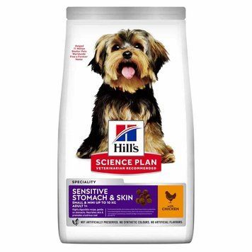 Hill&rsquo;s SCIENCE PLAN Adult Sensitive Stomach&Skin Small&MIni Сухой корм при чувствительном желудке и коже для взрослых мелких и миниатюрных собак, с курицей, 1,5 кг 604247 фото
