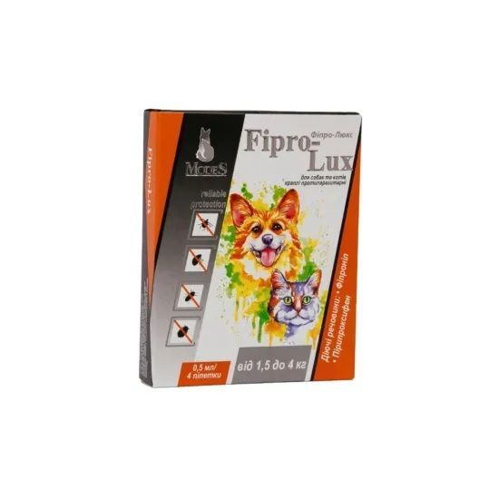 Фипро-Люкс (Fipro-Lux) противопаразитарные капли для котят и щенков 1,5-4 кг, 0,5мл, MODES (от блох, от клещей) ЗС000150 фото