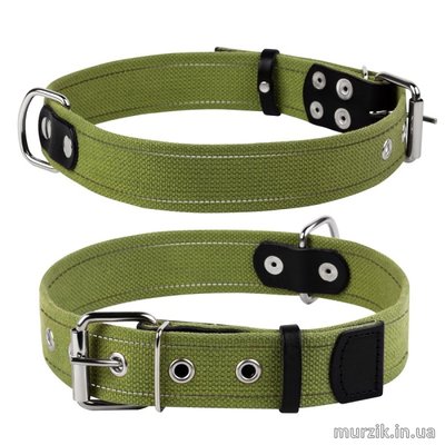 Ошейник для собак, CoLLaR, х/б тесьма со светоотражающей нитью, 35 мм / 51-63 см, зеленый 32603929 фото