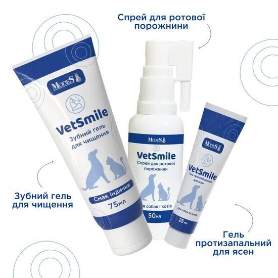 Ветсмайл (VetSmile) гель протизапальний для ясен (для собак та котів), 25 мл, MODES ЗС000410 фото